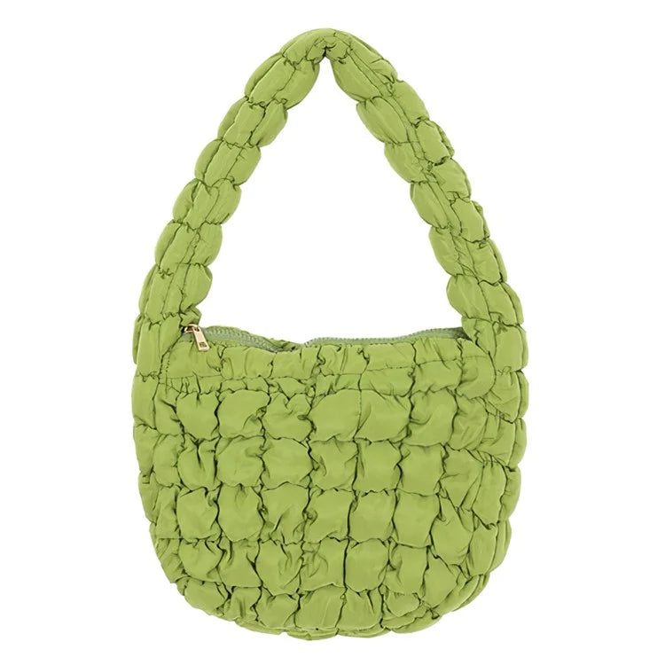 Large Capacity Polyester Pleated Design Women Handbag Stylish Single Shoulder Bag