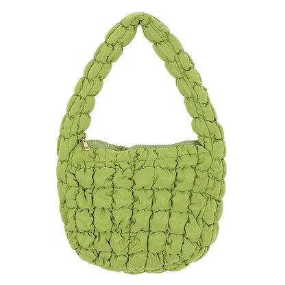 Large Capacity Polyester Pleated Design Women Handbag Stylish Single Shoulder Bag