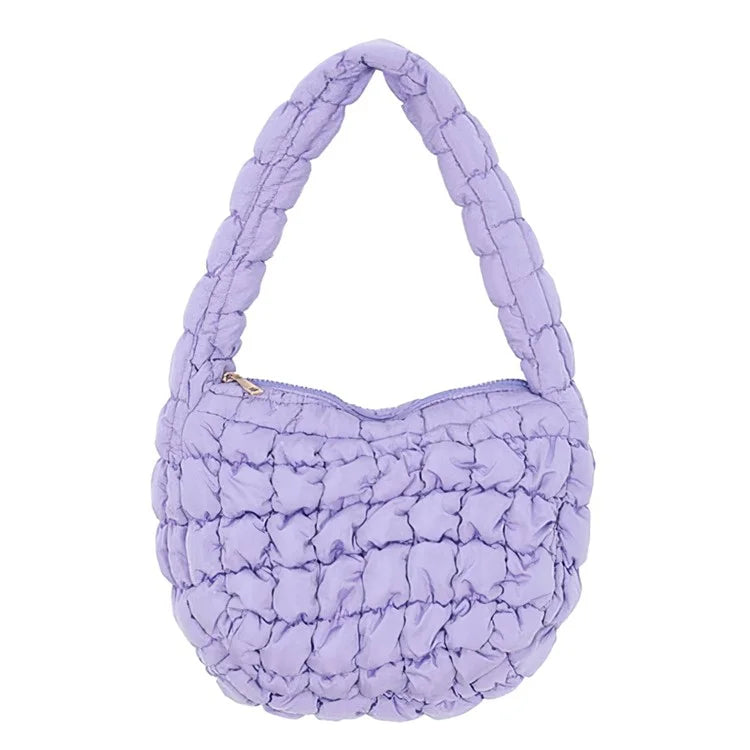 Large Capacity Polyester Pleated Design Women Handbag Stylish Single Shoulder Bag