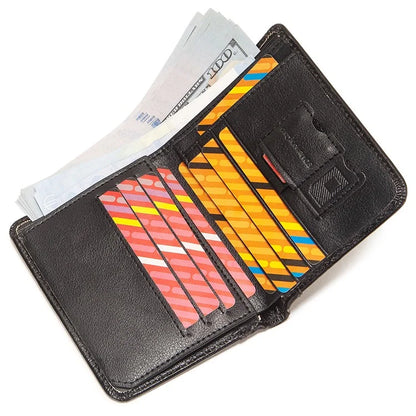 HUMERPAUL BP722 Top Layer Cowhide Leather Slim Wallet RFID Blocking Card Slot Coin Purse Bag