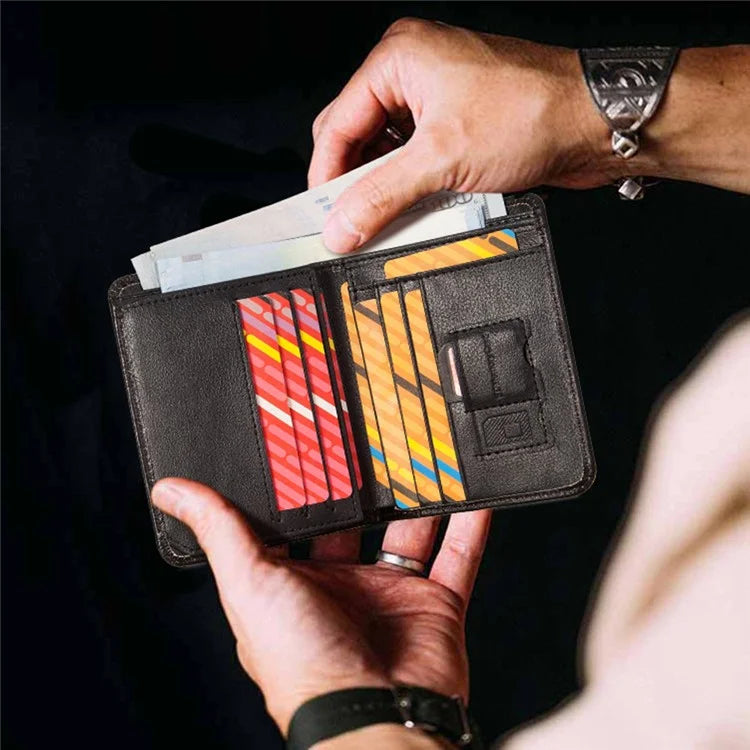 HUMERPAUL BP722 Top Layer Cowhide Leather Slim Wallet RFID Blocking Card Slot Coin Purse Bag