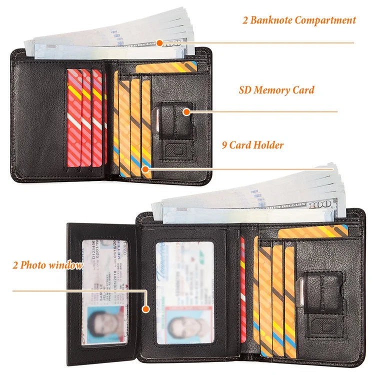 HUMERPAUL BP722 Top Layer Cowhide Leather Slim Wallet RFID Blocking Card Slot Coin Purse Bag