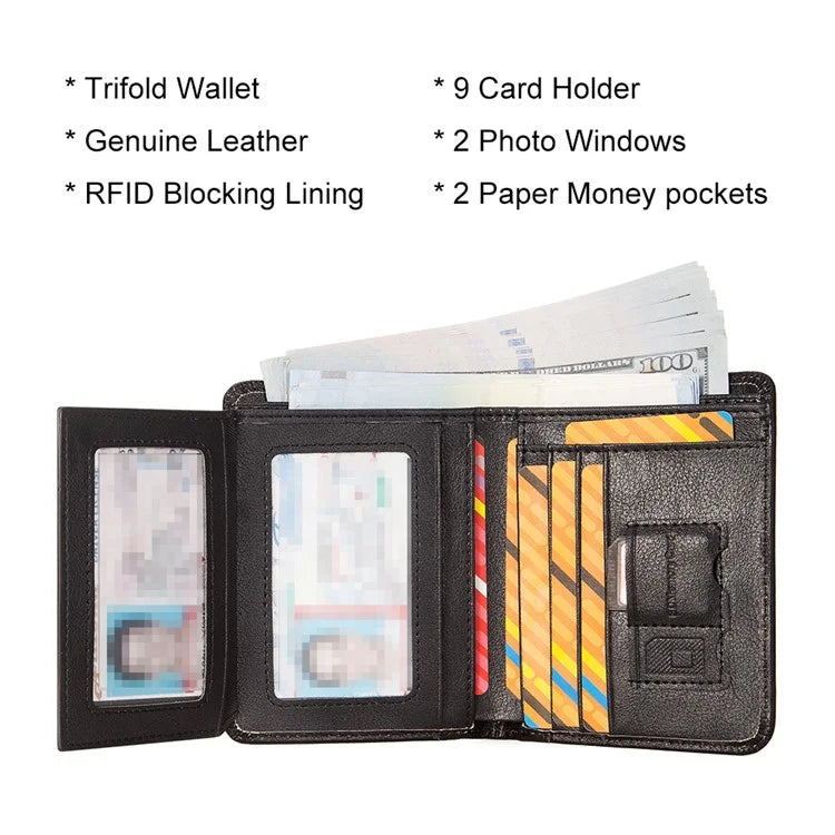 HUMERPAUL BP722 Top Layer Cowhide Leather Slim Wallet RFID Blocking Card Slot Coin Purse Bag