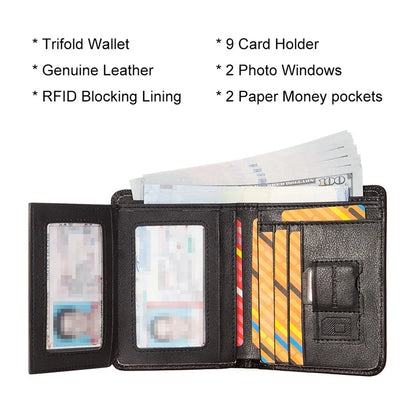 HUMERPAUL BP722 Top Layer Cowhide Leather Slim Wallet RFID Blocking Card Slot Coin Purse Bag