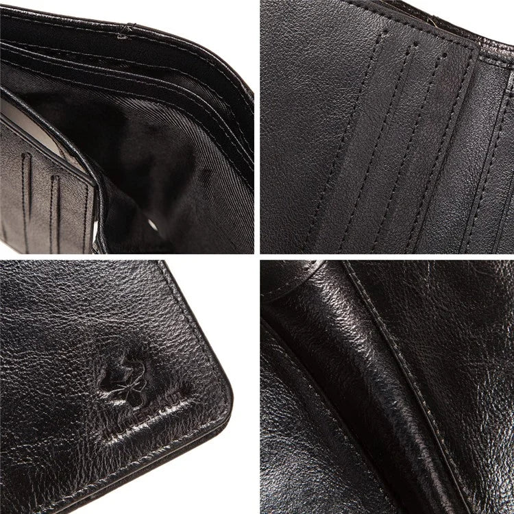 HUMERPAUL BP722 Top Layer Cowhide Leather Slim Wallet RFID Blocking Card Slot Coin Purse Bag