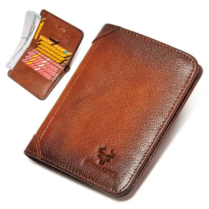 HUMERPAUL BP722 Top Layer Cowhide Leather Slim Wallet RFID Blocking Card Slot Coin Purse Bag