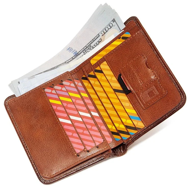 HUMERPAUL BP722 Top Layer Cowhide Leather Slim Wallet RFID Blocking Card Slot Coin Purse Bag