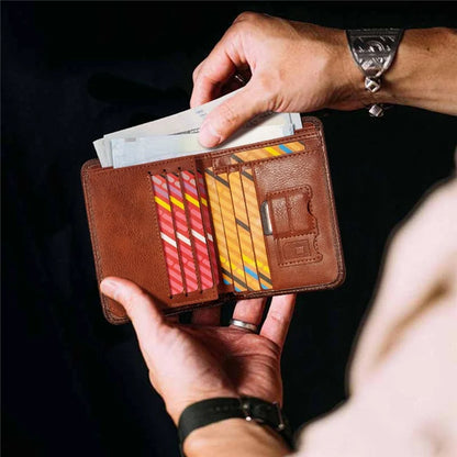 HUMERPAUL BP722 Top Layer Cowhide Leather Slim Wallet RFID Blocking Card Slot Coin Purse Bag
