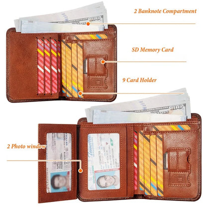 HUMERPAUL BP722 Top Layer Cowhide Leather Slim Wallet RFID Blocking Card Slot Coin Purse Bag