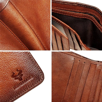 HUMERPAUL BP722 Top Layer Cowhide Leather Slim Wallet RFID Blocking Card Slot Coin Purse Bag