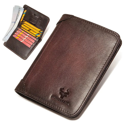 HUMERPAUL BP722 Top Layer Cowhide Leather Slim Wallet RFID Blocking Card Slot Coin Purse Bag