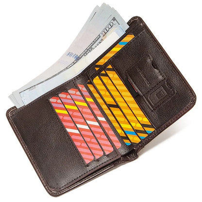 HUMERPAUL BP722 Top Layer Cowhide Leather Slim Wallet RFID Blocking Card Slot Coin Purse Bag