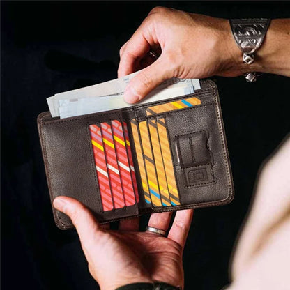 HUMERPAUL BP722 Top Layer Cowhide Leather Slim Wallet RFID Blocking Card Slot Coin Purse Bag
