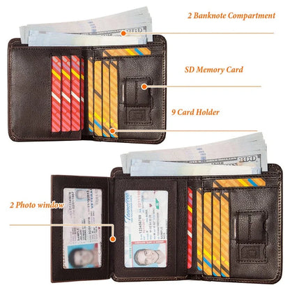 HUMERPAUL BP722 Top Layer Cowhide Leather Slim Wallet RFID Blocking Card Slot Coin Purse Bag