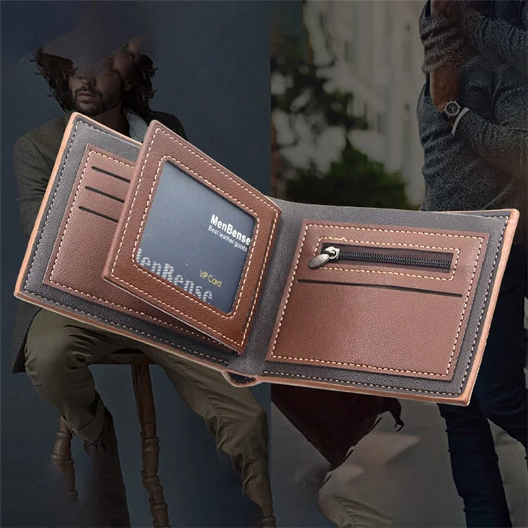 MENBENSE D3301-4 Men's Wallet PU Leather Card Case Billfold Change Storage Pouch