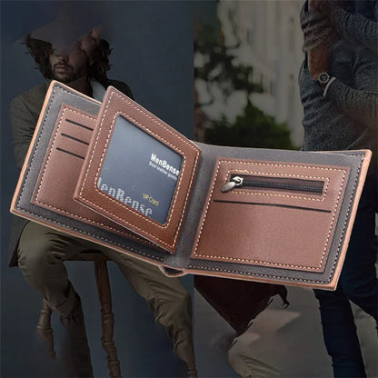 MENBENSE D3301-4 Men's Wallet PU Leather Card Case Billfold Change Storage Pouch