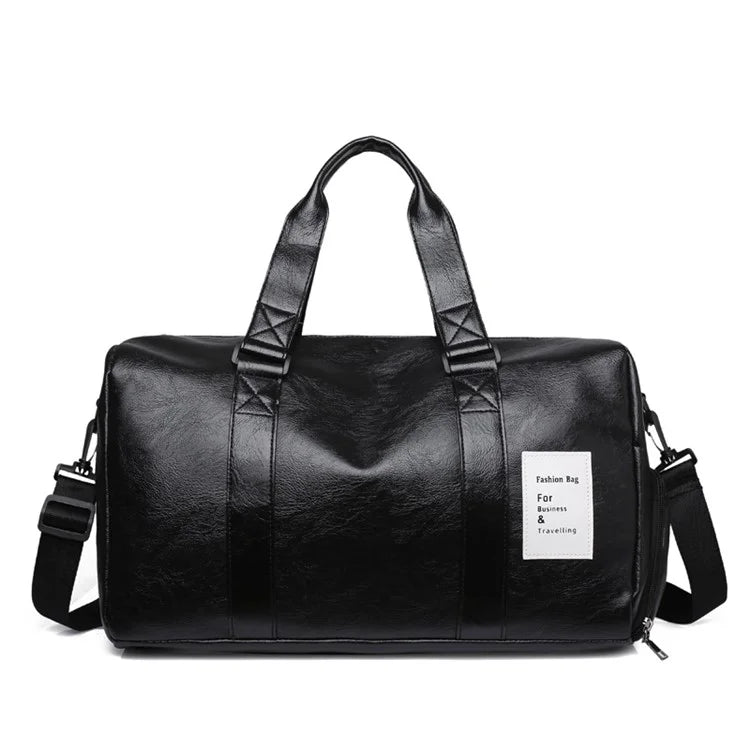 Waterproof PU Leather Duffel Bag Crossbody Shoulder Bag Weekend Overnight Bag Sports Gym Handbag