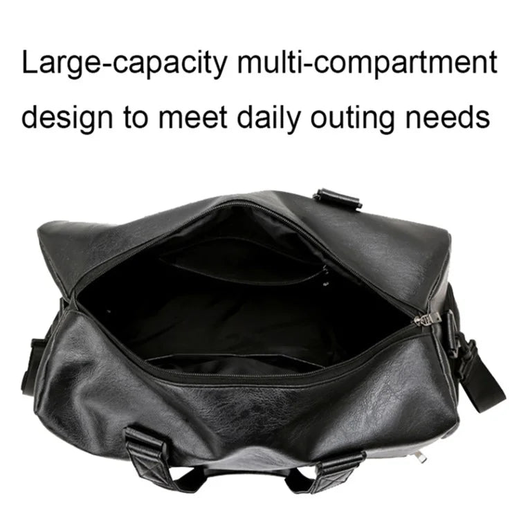 Waterproof PU Leather Duffel Bag Crossbody Shoulder Bag Weekend Overnight Bag Sports Gym Handbag