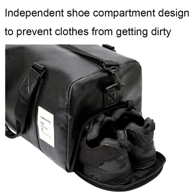 Waterproof PU Leather Duffel Bag Crossbody Shoulder Bag Weekend Overnight Bag Sports Gym Handbag