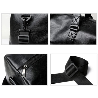 Waterproof PU Leather Duffel Bag Crossbody Shoulder Bag Weekend Overnight Bag Sports Gym Handbag
