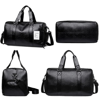 Waterproof PU Leather Duffel Bag Crossbody Shoulder Bag Weekend Overnight Bag Sports Gym Handbag