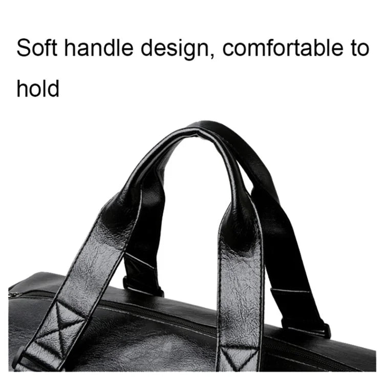 Waterproof PU Leather Duffel Bag Crossbody Shoulder Bag Weekend Overnight Bag Sports Gym Handbag