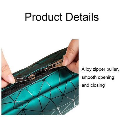 Diamond Pattern Portable Travel Zipper Toiletry Bag PU Leather Cosmetic Storage Bag