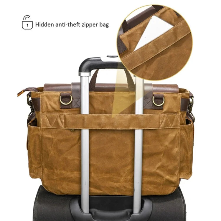 S11 Outdoor Single Shoulder Crossbody Bag Waxed Leather Flap Casual Canvas Bag