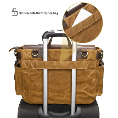 S11 Outdoor Single Shoulder Crossbody Bag Waxed Leather Flap Casual Canvas Bag