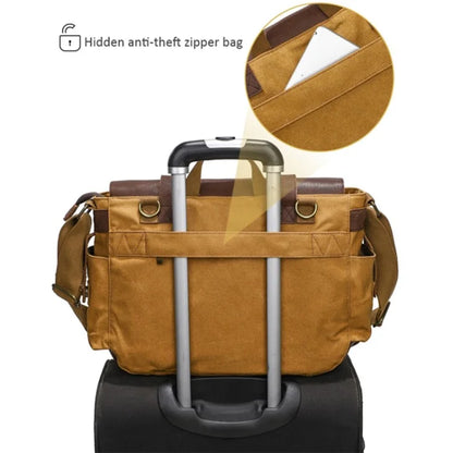 S8 Casual Outdoor Crossbody Bag Waxed Leather + Canvas Single Shoulder Travel Bag