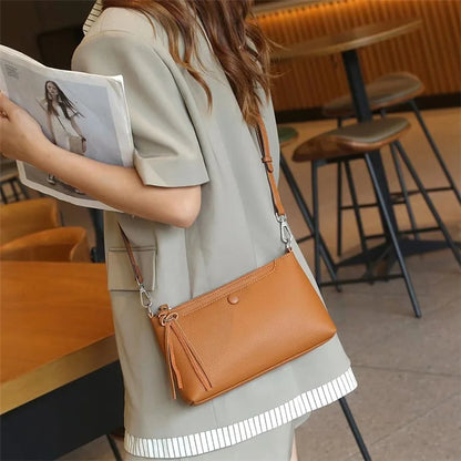 5016 Top-Layer Cowhide Leather Crossbody Bag Women's Daypack Shoulder Bag
