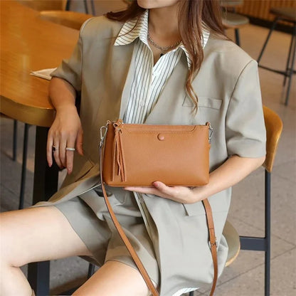 5016 Top-Layer Cowhide Leather Crossbody Bag Women's Daypack Shoulder Bag