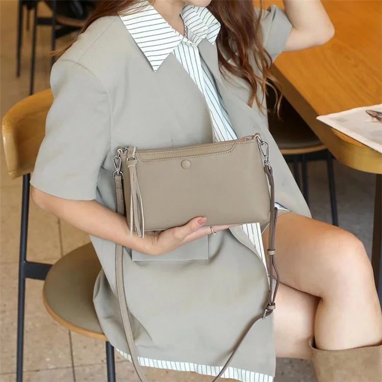 5016 Top-Layer Cowhide Leather Crossbody Bag Women's Daypack Shoulder Bag