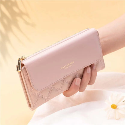 BAELLERRY N2403 Long Wallet PU Leather Cell Phone Pouch Bag Women's Clutch Purse Handbag