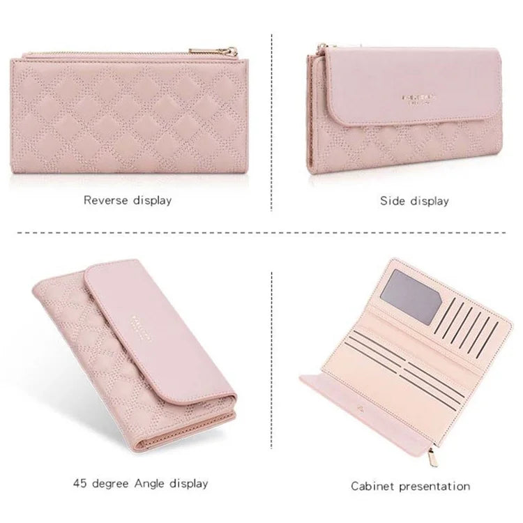 BAELLERRY N2403 Long Wallet PU Leather Cell Phone Pouch Bag Women's Clutch Purse Handbag