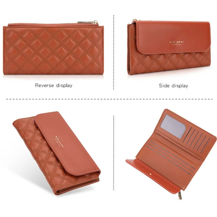 BAELLERRY N2403 Long Wallet PU Leather Cell Phone Pouch Bag Women's Clutch Purse Handbag