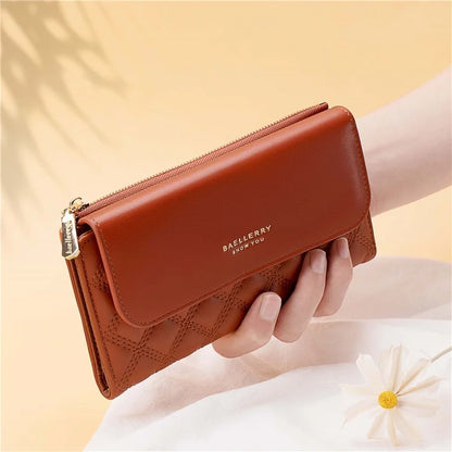 BAELLERRY N2403 Long Wallet PU Leather Cell Phone Pouch Bag Women's Clutch Purse Handbag