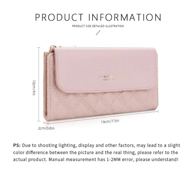 BAELLERRY N2403 Long Wallet PU Leather Cell Phone Pouch Bag Women's Clutch Purse Handbag