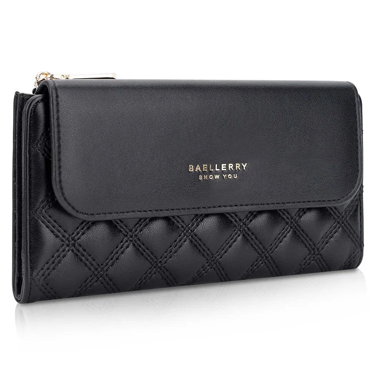 BAELLERRY N2403 Long Wallet PU Leather Cell Phone Pouch Bag Women's Clutch Purse Handbag