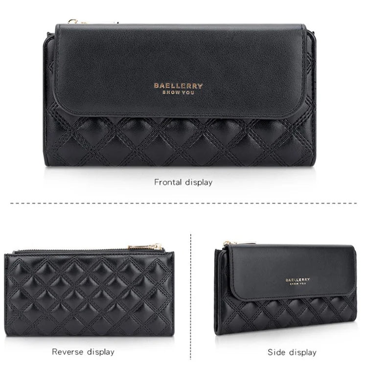 BAELLERRY N2403 Long Wallet PU Leather Cell Phone Pouch Bag Women's Clutch Purse Handbag