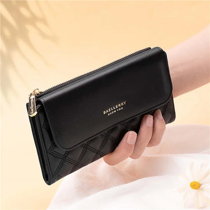 BAELLERRY N2403 Long Wallet PU Leather Cell Phone Pouch Bag Women's Clutch Purse Handbag