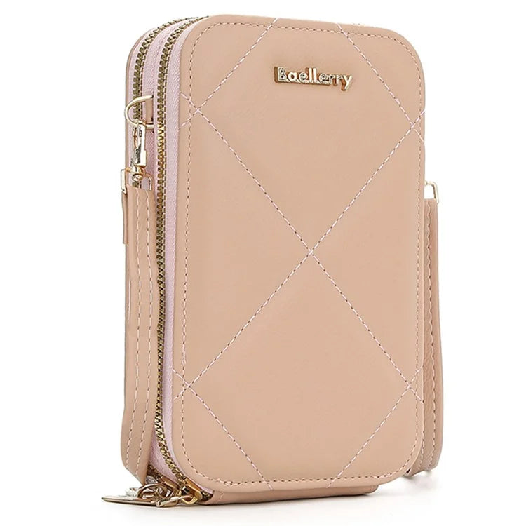BAELLERRY N0111 Zipper Design PU Leather Crossbody Bag Phone Pouch Shoulder Bag for Travel, Daily Use