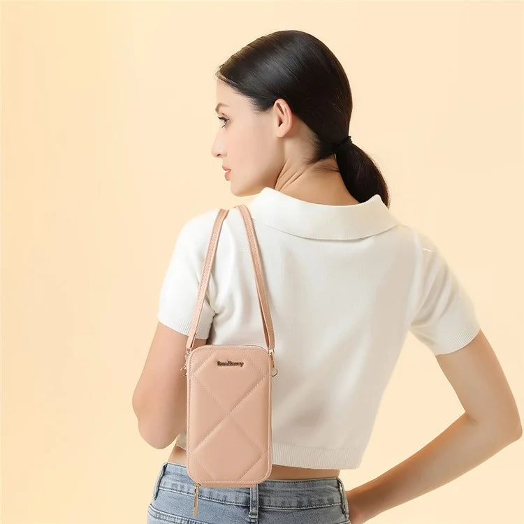 BAELLERRY N0111 Zipper Design PU Leather Crossbody Bag Phone Pouch Shoulder Bag for Travel, Daily Use