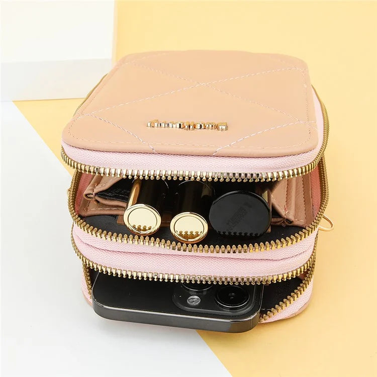 BAELLERRY N0111 Zipper Design PU Leather Crossbody Bag Phone Pouch Shoulder Bag for Travel, Daily Use