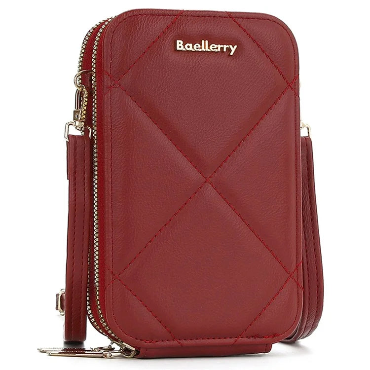 BAELLERRY N0111 Zipper Design PU Leather Crossbody Bag Phone Pouch Shoulder Bag for Travel, Daily Use