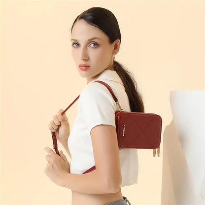 BAELLERRY N0111 Zipper Design PU Leather Crossbody Bag Phone Pouch Shoulder Bag for Travel, Daily Use
