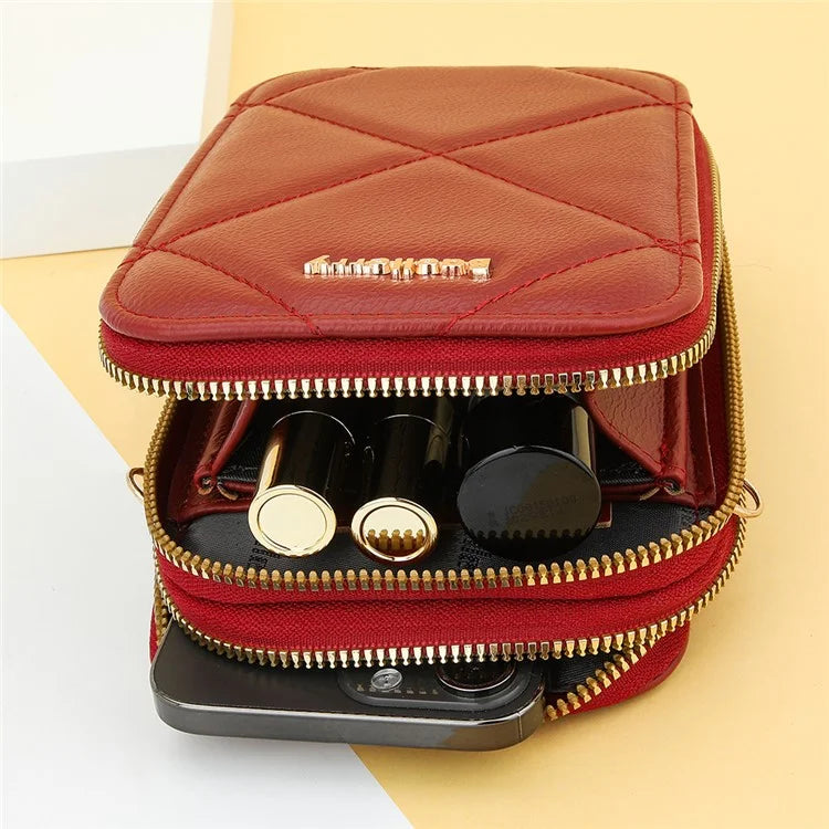 BAELLERRY N0111 Zipper Design PU Leather Crossbody Bag Phone Pouch Shoulder Bag for Travel, Daily Use