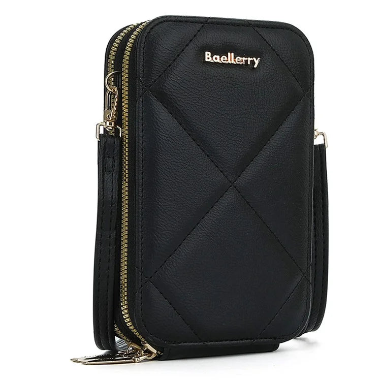 BAELLERRY N0111 Zipper Design PU Leather Crossbody Bag Phone Pouch Shoulder Bag for Travel, Daily Use