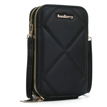 BAELLERRY N0111 Zipper Design PU Leather Crossbody Bag Phone Pouch Shoulder Bag for Travel, Daily Use