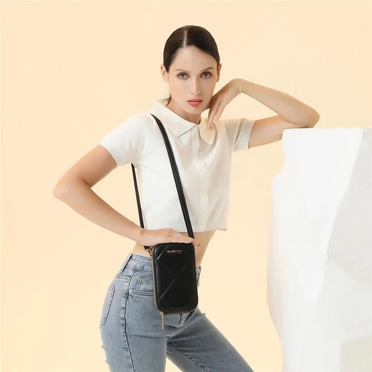 BAELLERRY N0111 Zipper Design PU Leather Crossbody Bag Phone Pouch Shoulder Bag for Travel, Daily Use